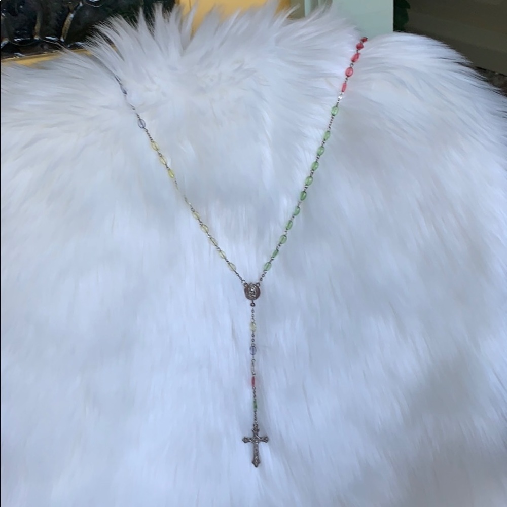 VINTAGE- LONG ROSARY BEADS WITH JESUS CROSS - Picture 7 of 12